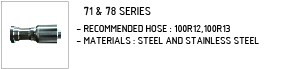 steel&stainless hose fitting, hydraulic hoses 71&78 Series